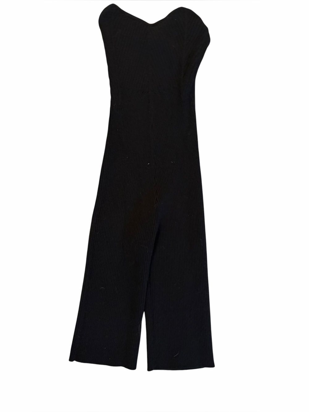 FREE PEOPLE Black Ribbed Strapless Cropped Fitted Romper / Jumpsuit